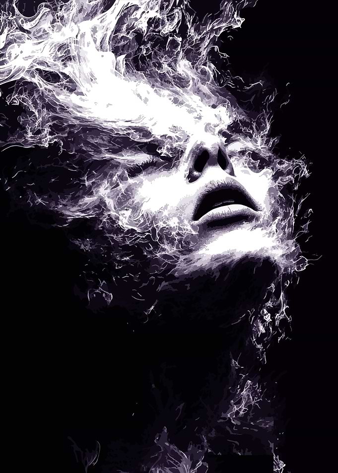 Ethereal Face in Smoke