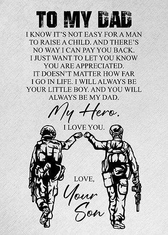 Soldier Dad & Son Poster – “Thank You Dad” Military Gift for Fathers