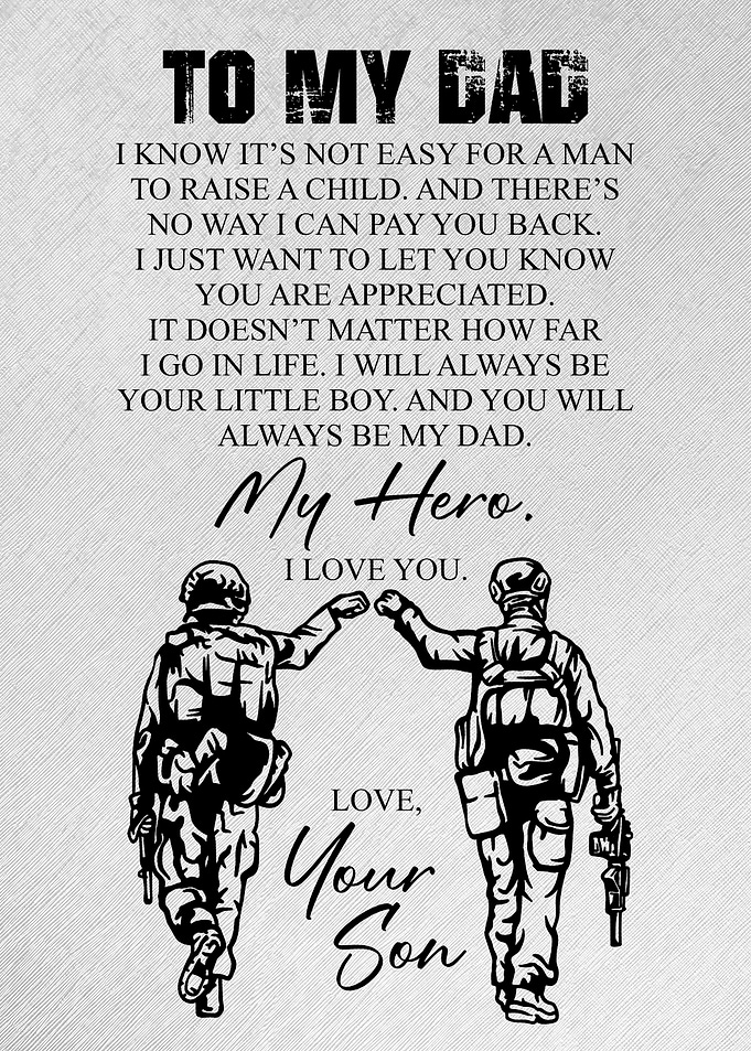 Soldier Dad & Son Poster – “Thank You Dad” Military Gift for Fathers