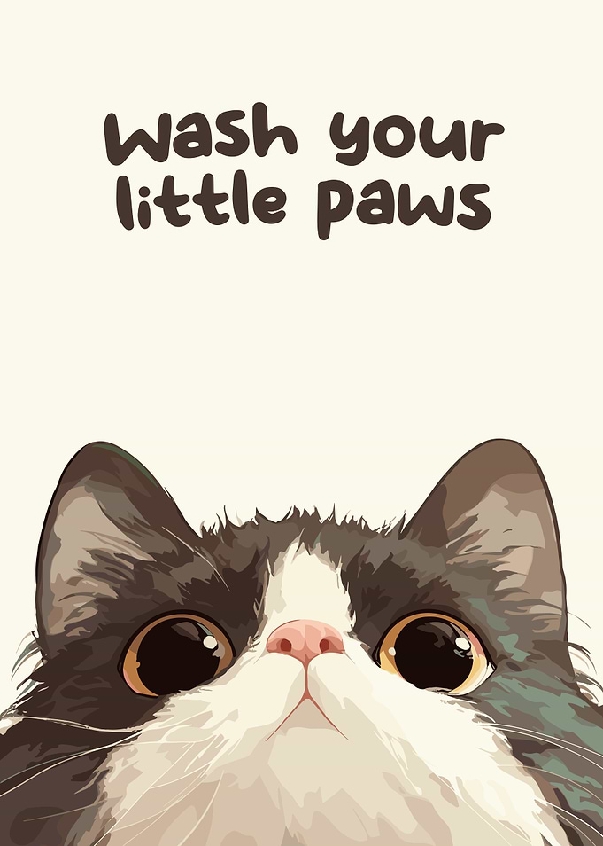 Wash Your Little Paws Cat Art