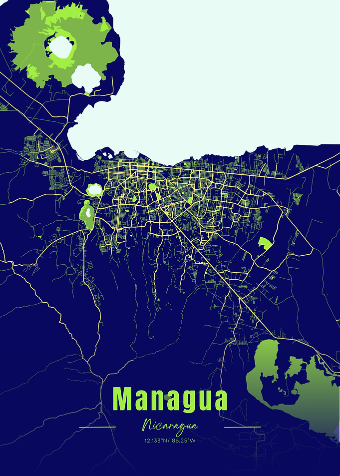 Managua, Nicaragua Map Art