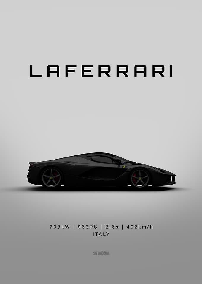 LaFerrari Black Car Poster