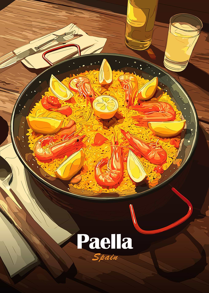 Paella Spain Food Illustration