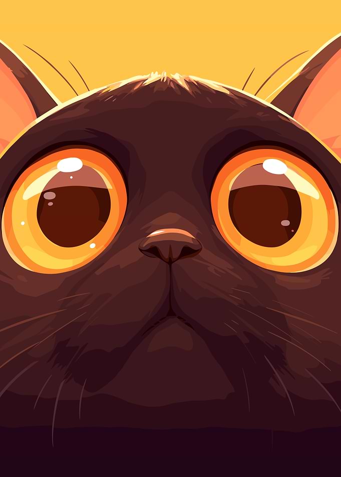 Cartoon Cat Face Close-Up