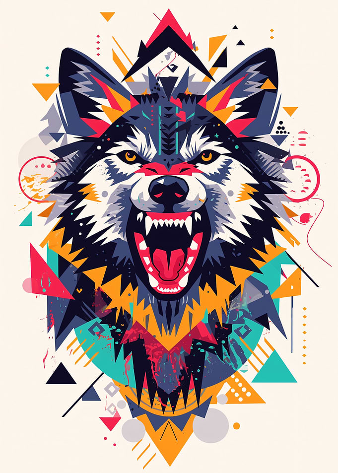 Geometric Wolf Head Illustration