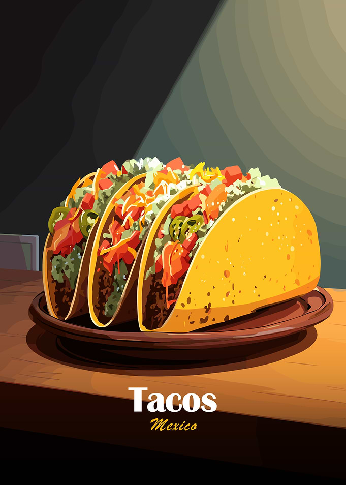 Three Tacos on a Plate