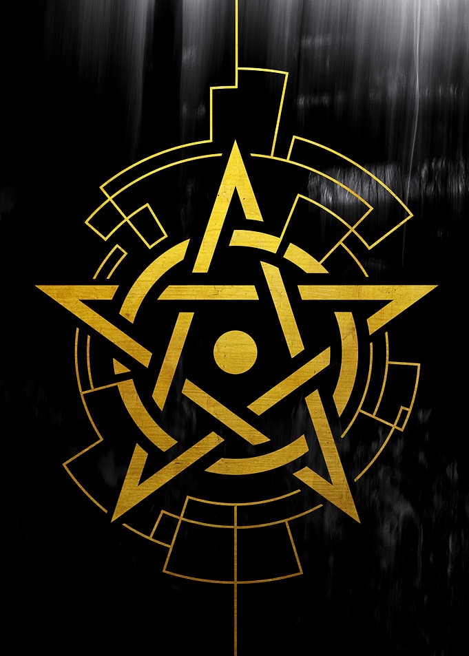Golden Pentagram on Black Background