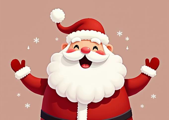 Cartoon Santa Claus with Open Arms