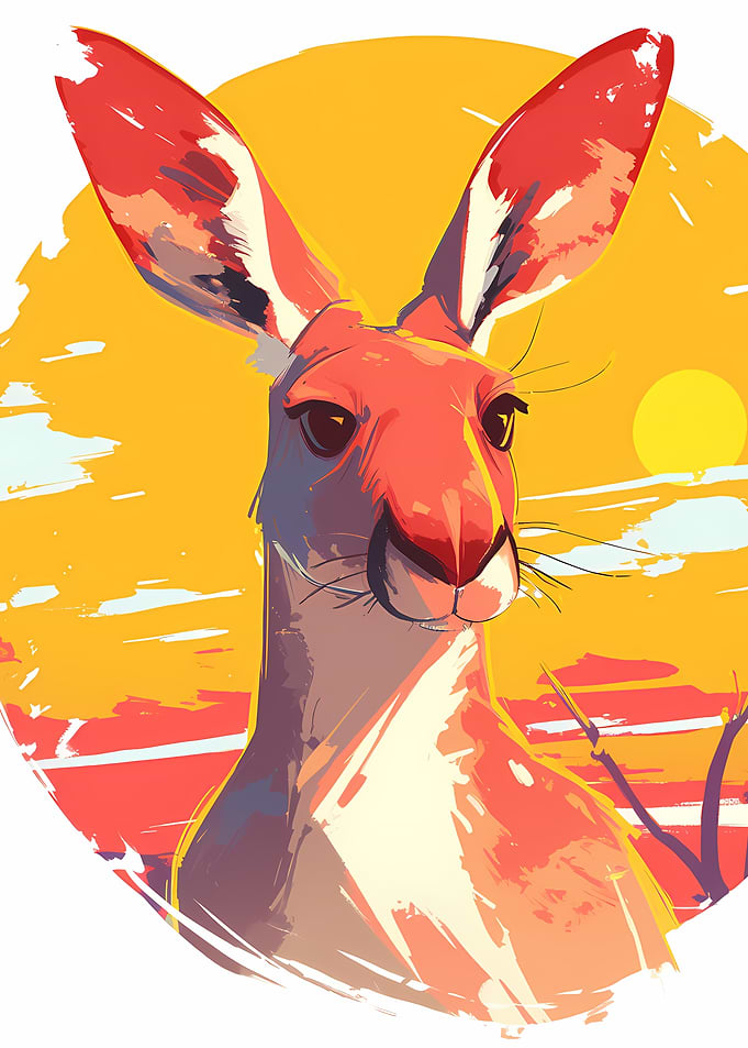 Kangaroo Portrait in Warm Tones