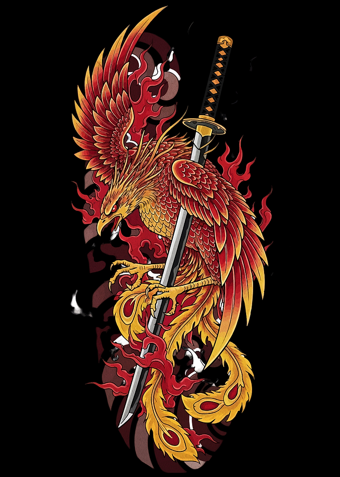 Phoenix and Katana Illustration