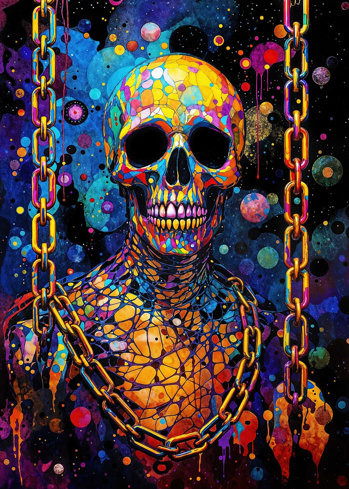 Colorful Skull with Chains