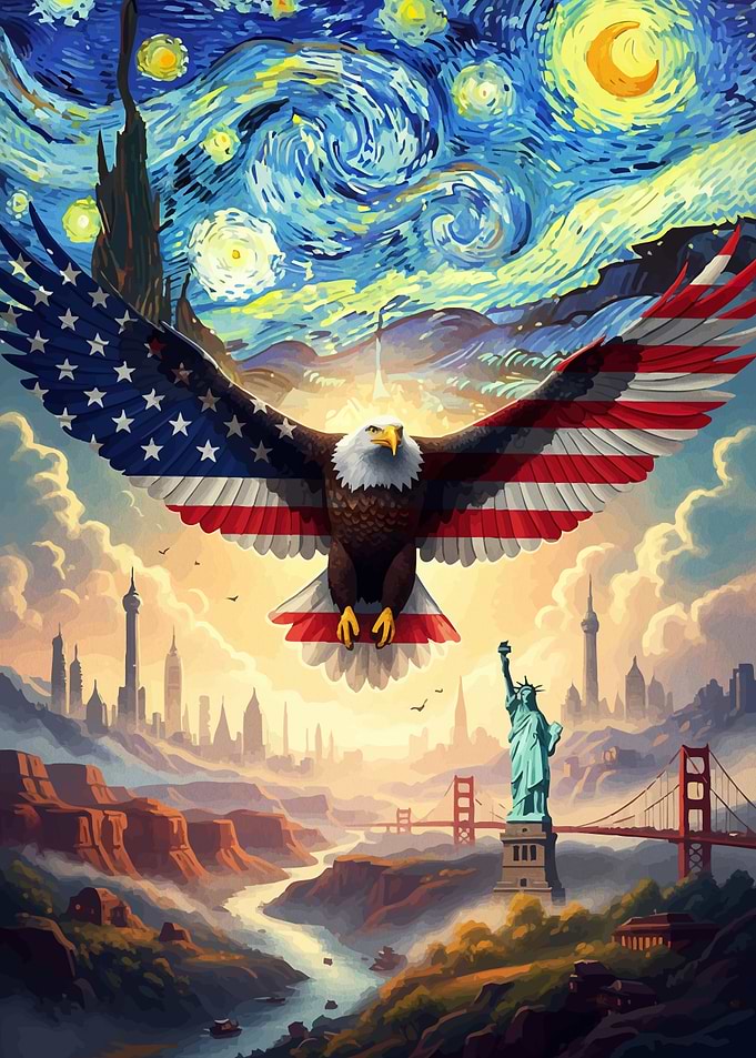 American Eagle Over Landscape