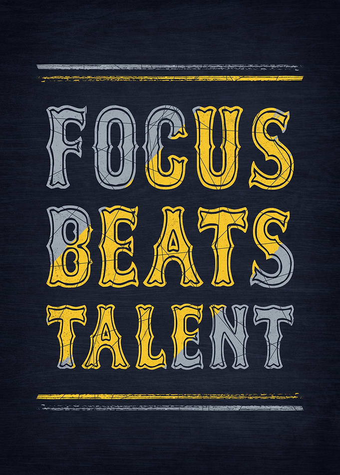 Focus Beats Talent Motivational Text Art Poster