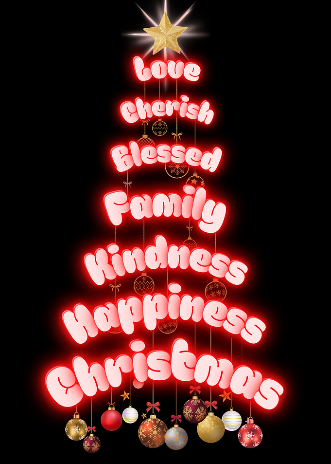 Christmas Tree of Words and Ornaments