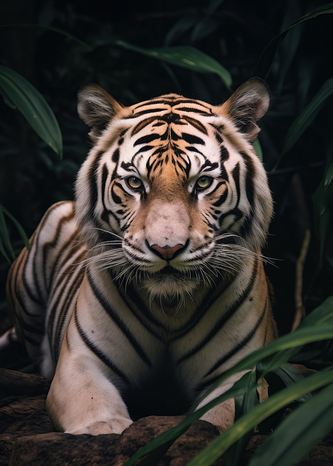 Tiger Portrait in Jungle Setting