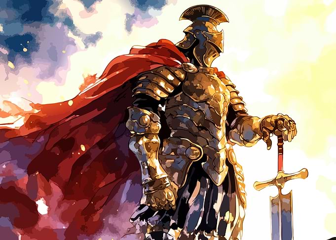 Golden Knight with Sword and Cape