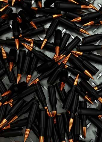 Pile of Black and Gold Bullets
