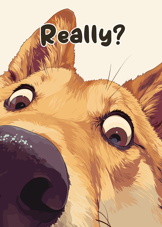 Surprised Dog Close-Up with 'Really?'