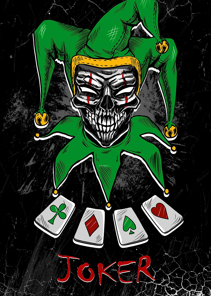 Skull Joker with Playing Cards