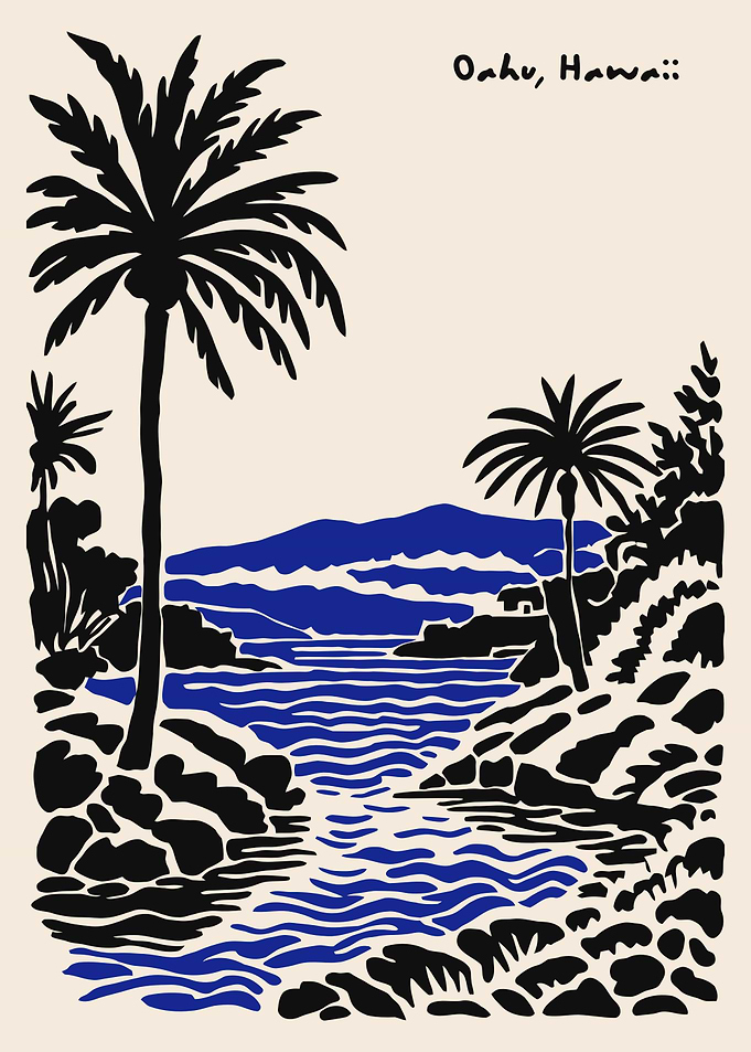 Oahu, Hawaii Minimalist Landscape Art