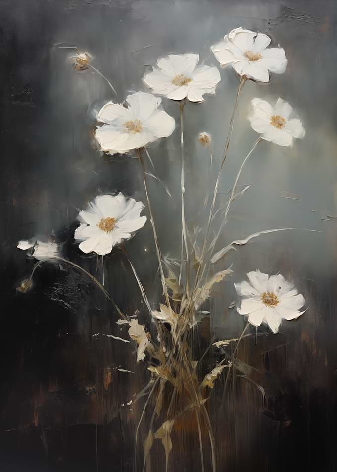 White Flowers Dark Floral