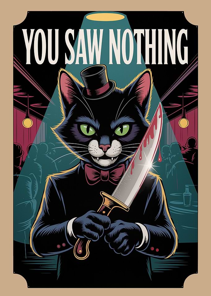 You Saw Nothing Cat Illustration