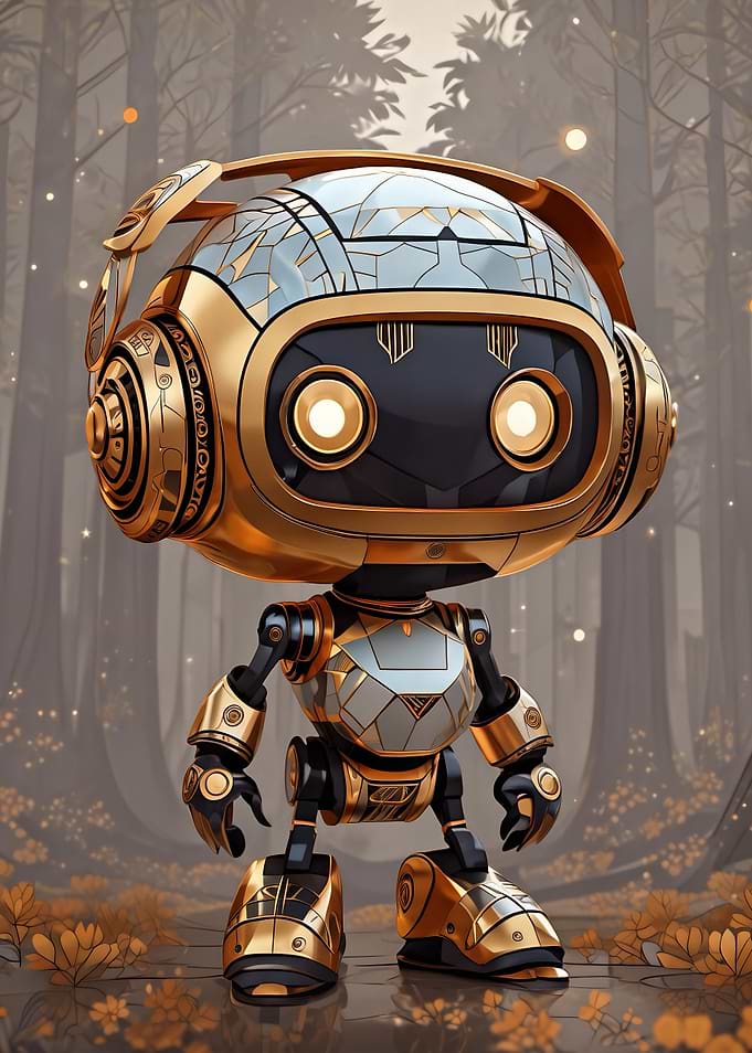 Golden Robot in Forest