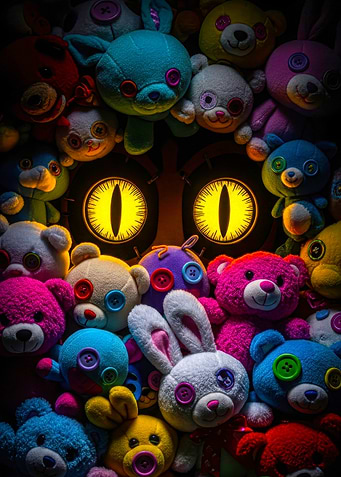 Stuffed Animals with Glowing Eyes