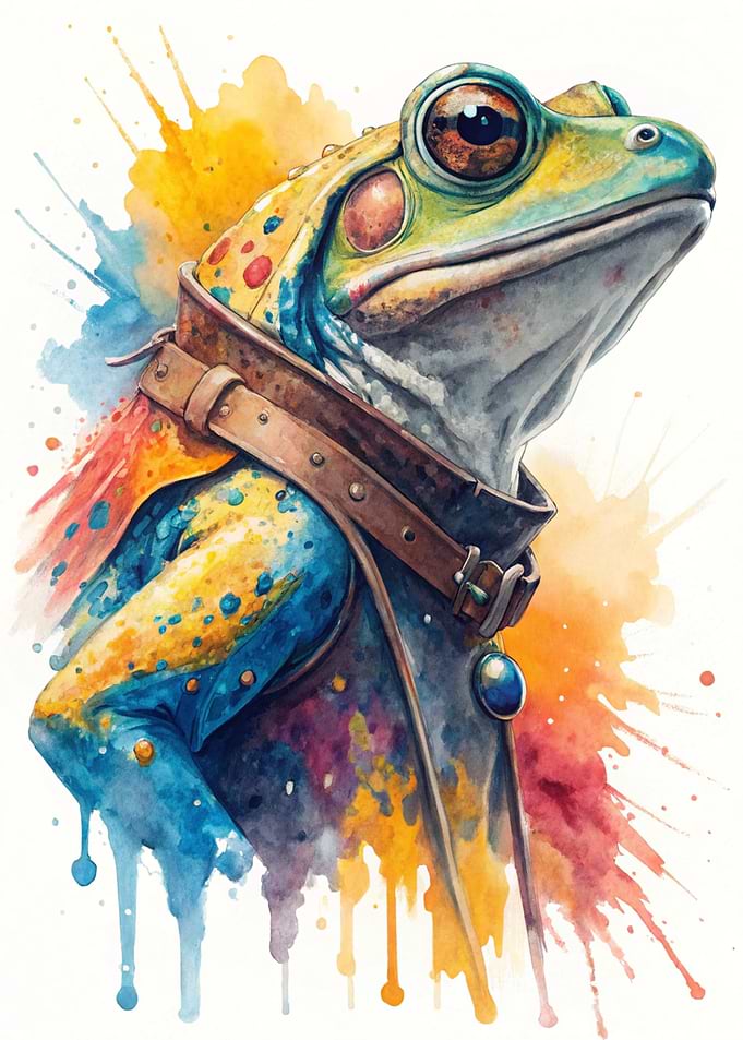 Watercolor Frog in Coat