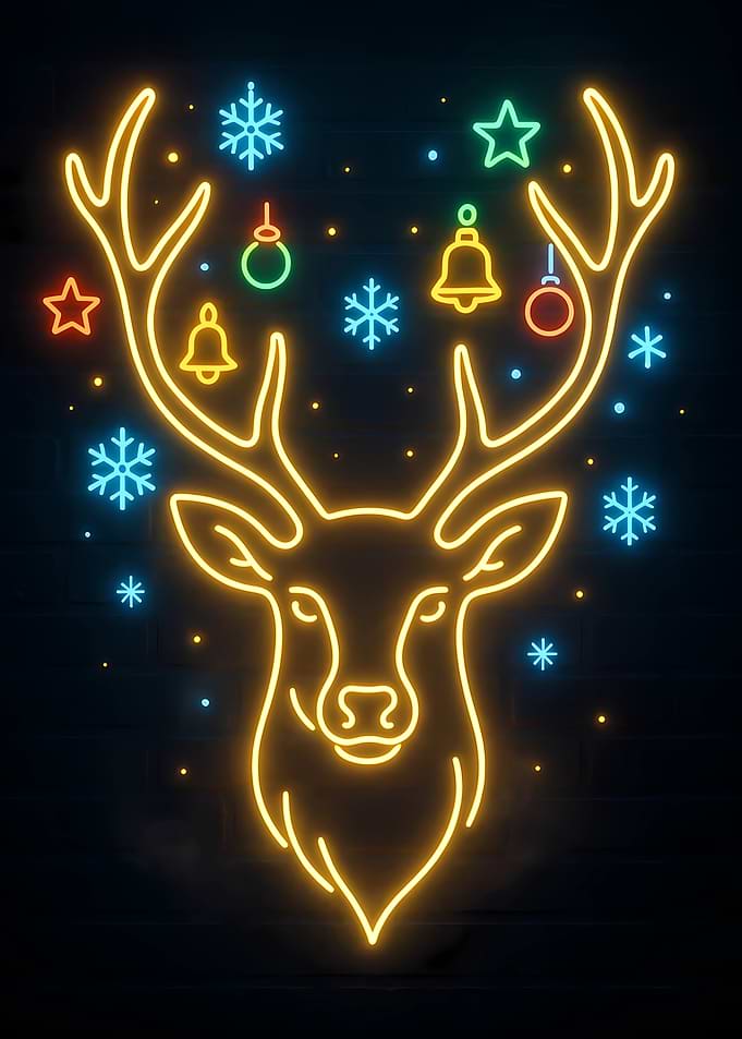 Neon Christmas Deer