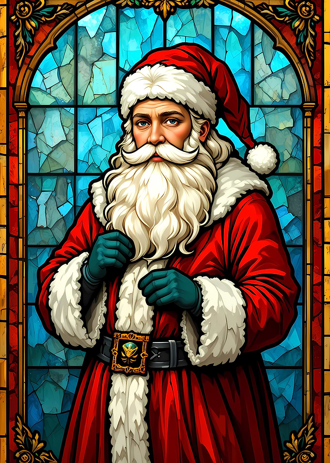 Stained Glass Santa Claus Portrait