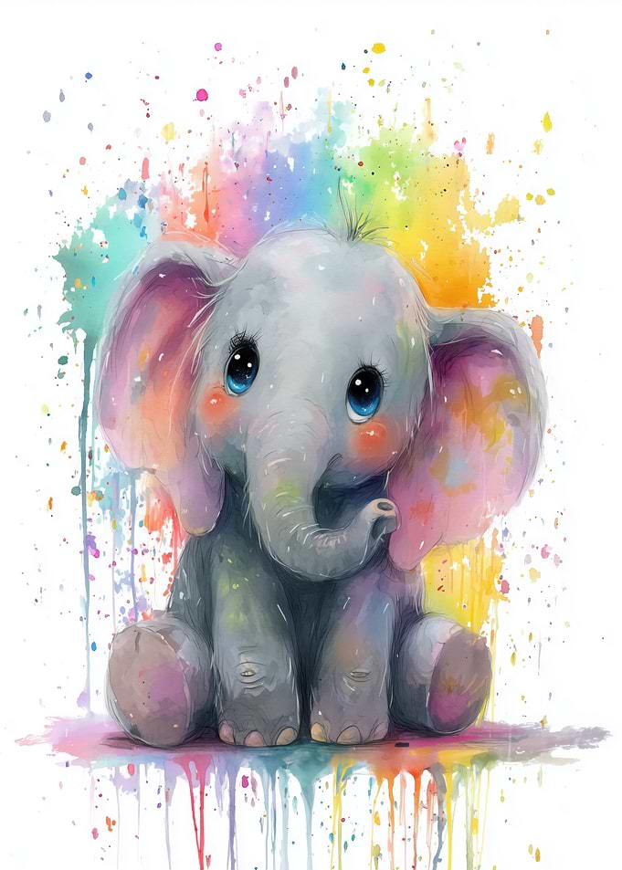 Watercolor Baby Elephant