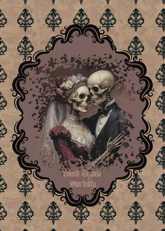 Skeletal Wedding Portrait: Bound Beyond Mortality
