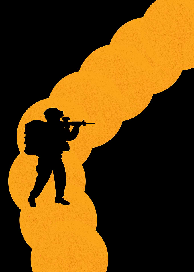 Silhouette of Soldier with Rifle