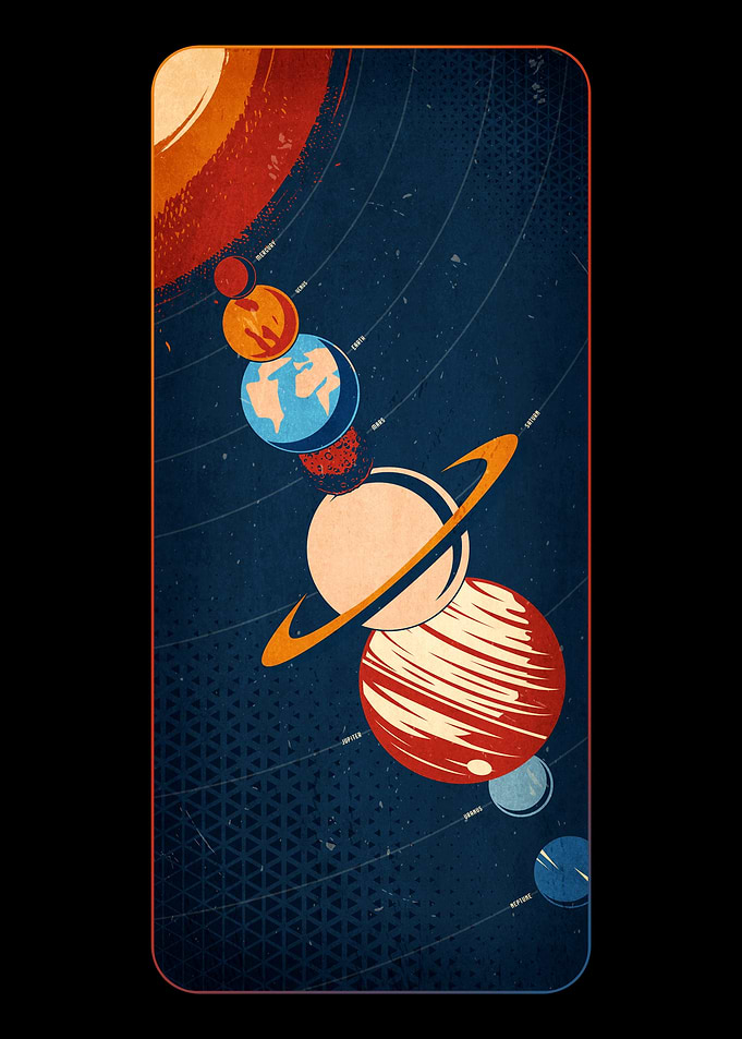 Solar System Retro Art