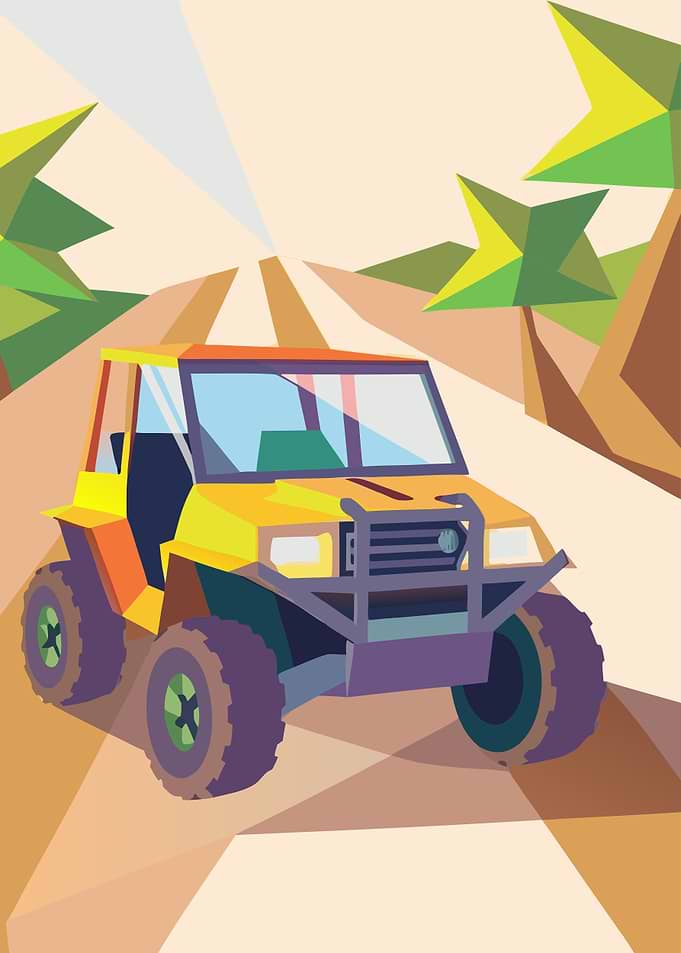 Yellow Off-Road Vehicle on Dirt Road