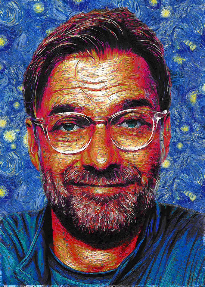 Man's Portrait in Starry Night Style