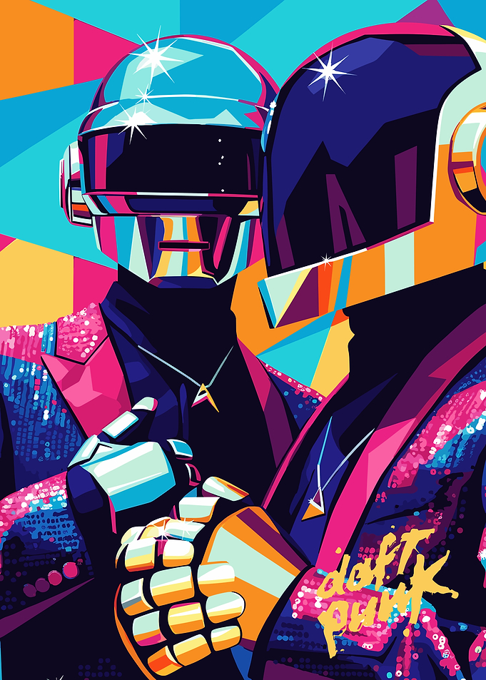 Daft Punk Colorful Pop Art