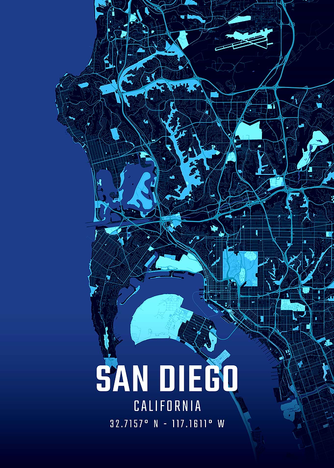 San Diego Midnight City Map