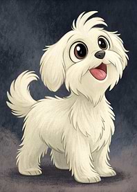 Cute White Dog Cartoon Illustration