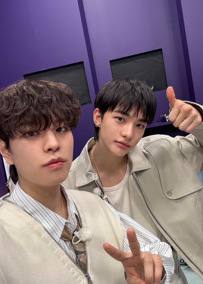 Two young men posing for selfie