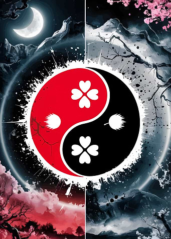 Yin Yang with Cherry Blossoms