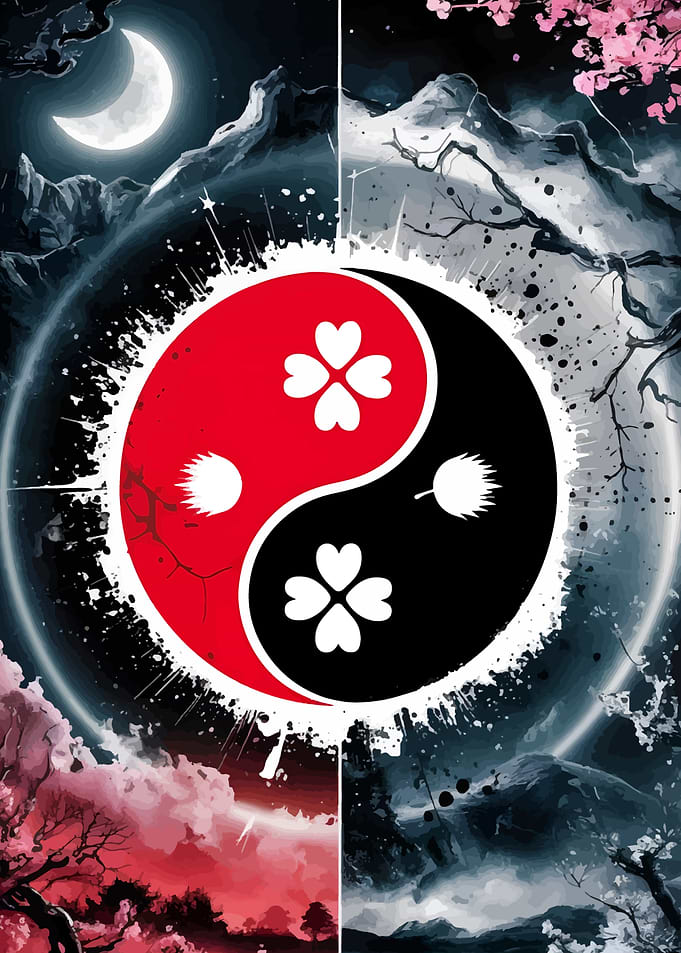 Yin Yang with Cherry Blossoms