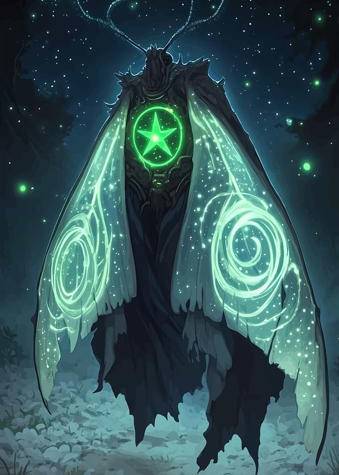 Glowing Moth Creature Dark Landscape