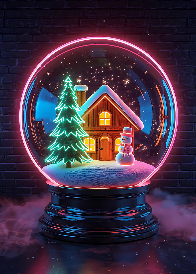 Neon Christmas Snow Globe