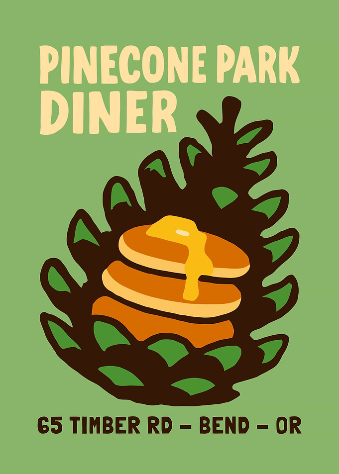 Pinecone Park Diner Retro Poster