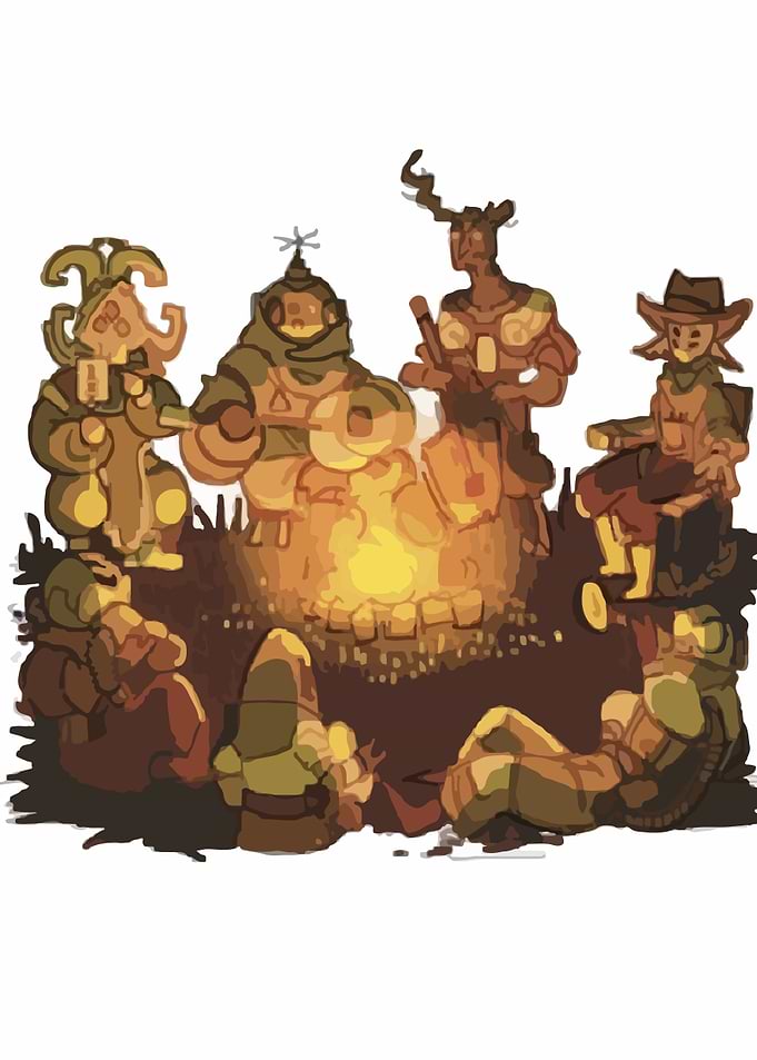 Campfire Gathering of Fantasy Characters