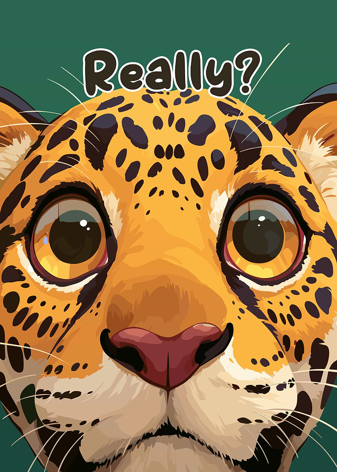 Cartoon Jaguar Close-Up with 'Really?'