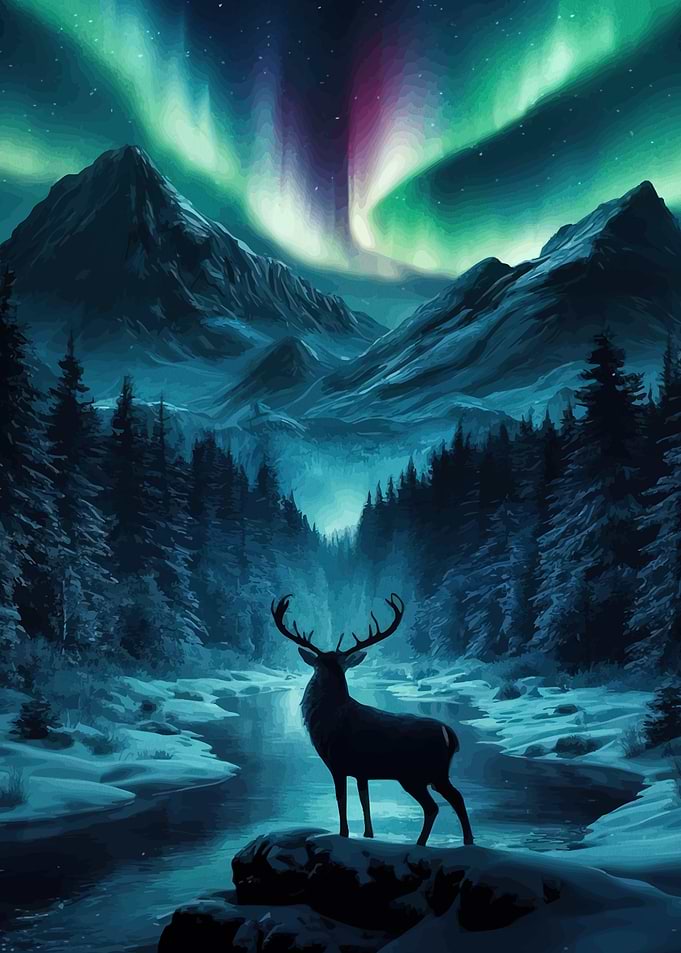 Deer Aurora Borealis