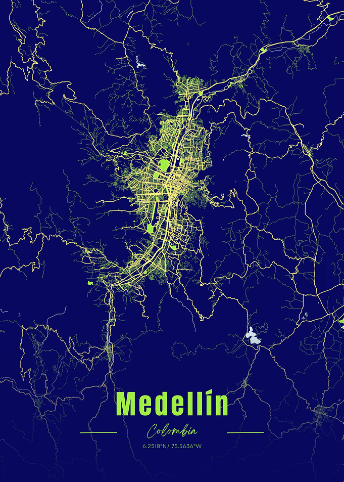Medellin Colombia City Map